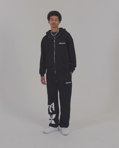 Jet Black Tracksuit Zip Hoodie